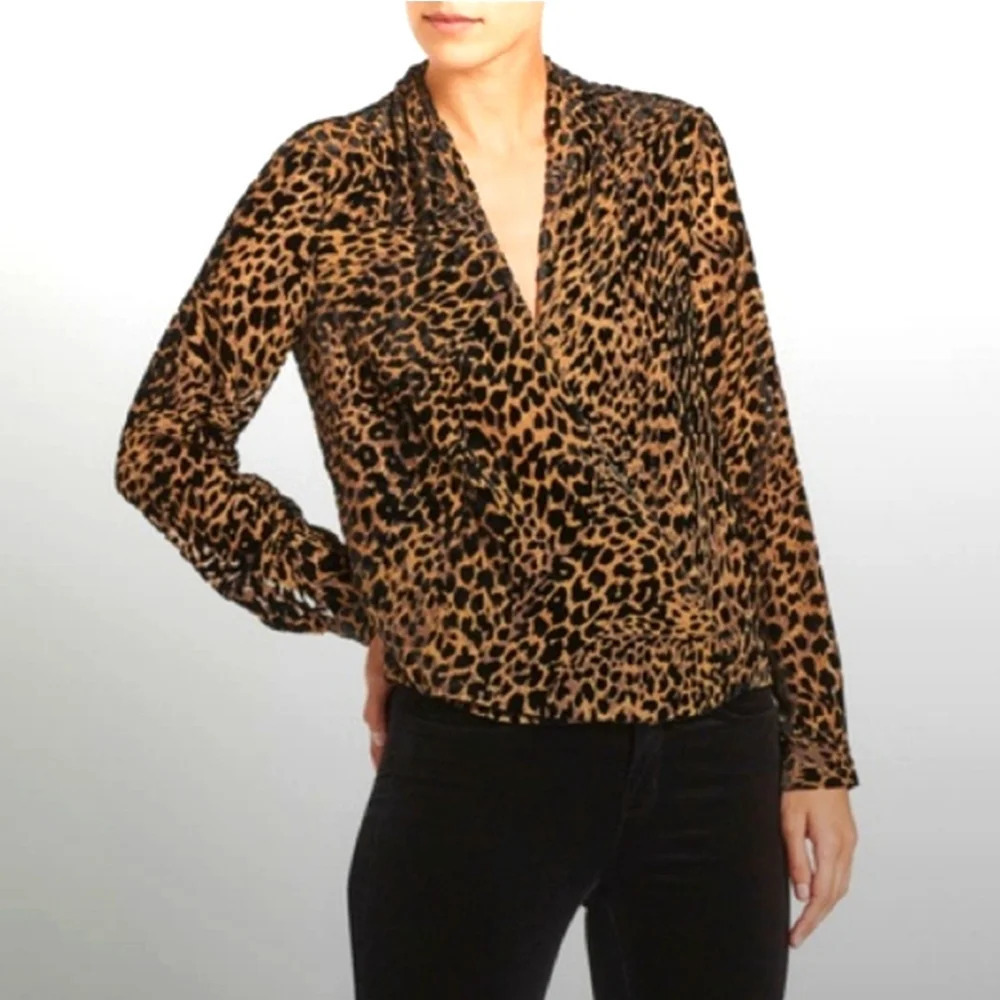 L'Agence marcella bodysuit cheetah leoperd long sleeve silk size Xsmall